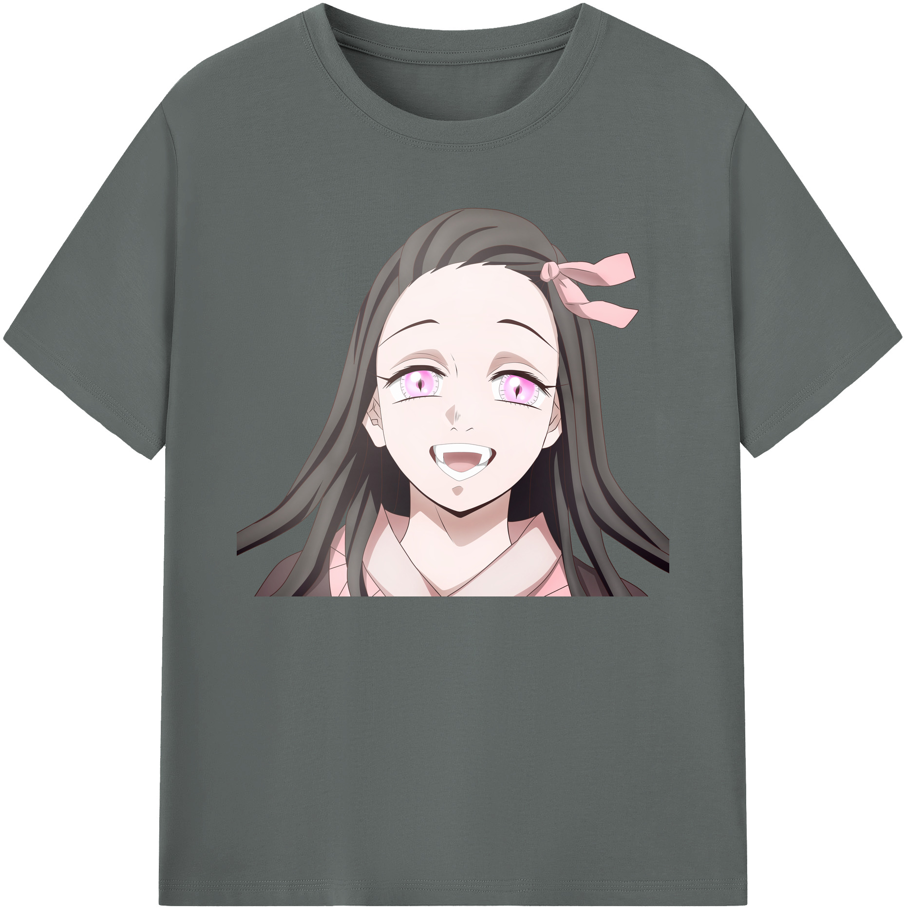 （画像用） 鬼滅の刃（きめつのやいば）竈門 禰󠄀豆子／かまど ねずこ Kamado Nezuko 綿100％ メンズ半袖Tシャツ｜肌触りやわらか＆通気性